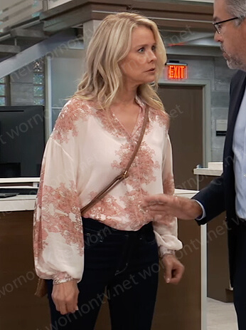 Felicia’s pink floral blouse on General Hospital