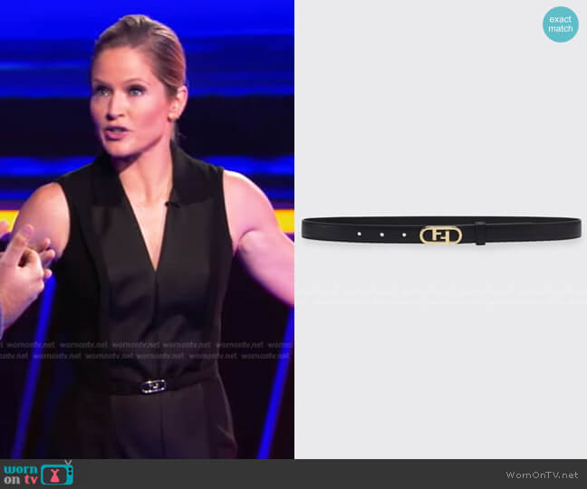 FF Lock Leather Skinny Belt by Fendi worn by Sara Haines on The Chase