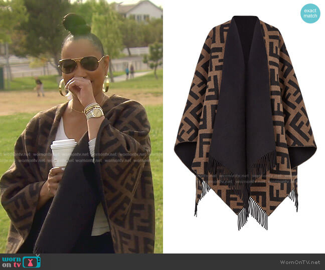 Poncho by Fendi worn by Garcelle Beauvais on The Real Housewives of Beverly Hills