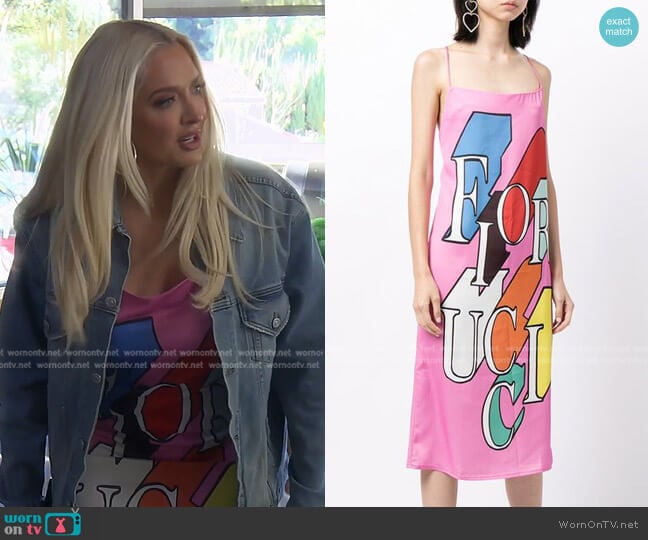 Flying-Logo Midi Slip Dress by Fiorucci worn by Erika Jayne on The Real Housewives of Beverly Hills