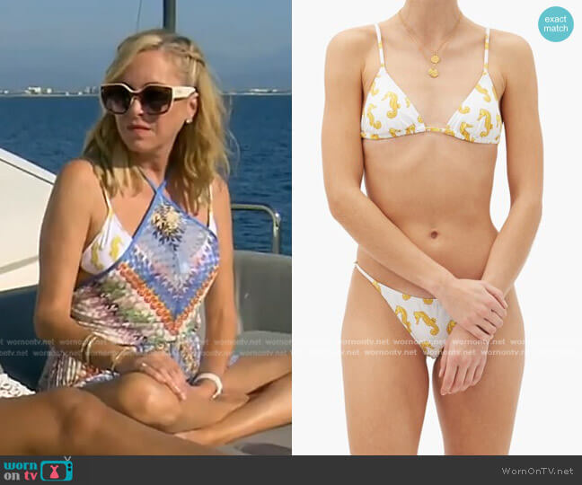 Coco Seahorse-Print Triangle Bikini Top by Fisch worn by Sutton Stracke  on The Real Housewives of Beverly Hills