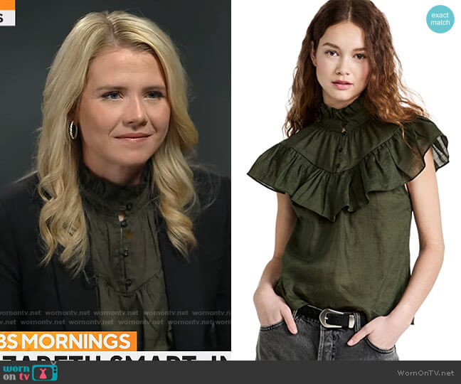 Frame Ruffle Flounce Top worn by Elizabeth Smart on CBS Mornings