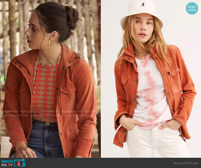 Free People Kimberly Suede Shirt Jacket worn by Liz Ortecho (Jeanine Mason) on Roswell New Mexico