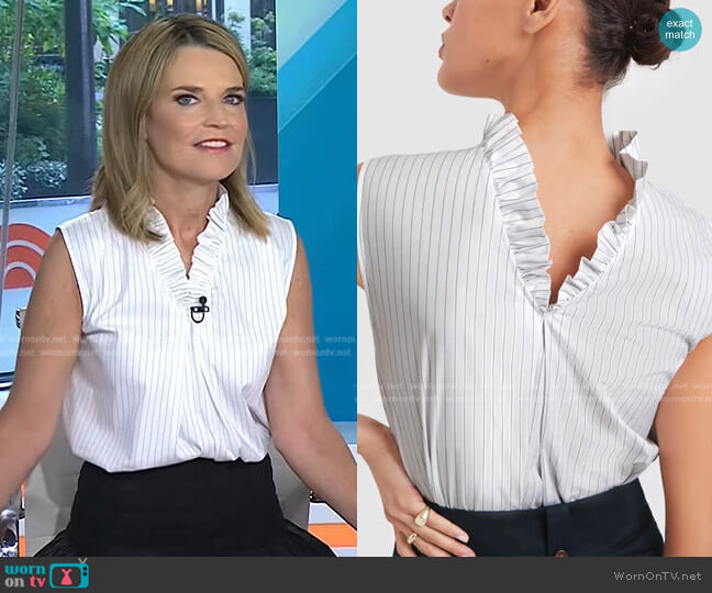 Skinner Ruffle-Trim Top by G. Label worn by Savannah Guthrie on Today