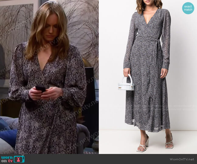 Ditsy Floral-Print Wrap Dress by Ganni worn by Abigail Deveraux (Marci Miller) on Days of our Lives