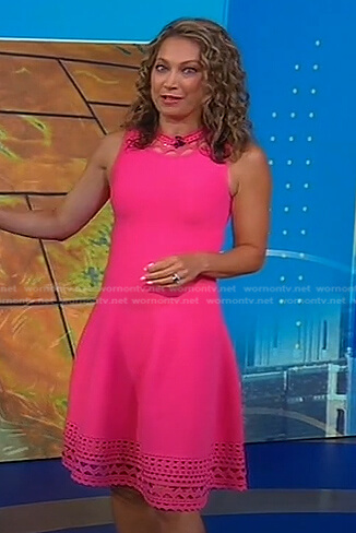 Ginger’s pink laser cut sleeveless dress on Good Morning America