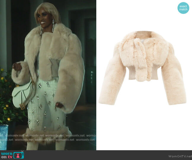 Faux-fur cropped jacket by Givenchy worn by Chanel Ayan (Chanel Ayan) on The Real Housewives of Dubai
