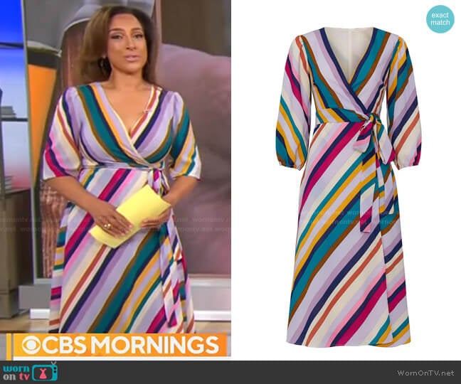 WornOnTV: Michelle Miller’s striped wrap dress on CBS Mornings ...