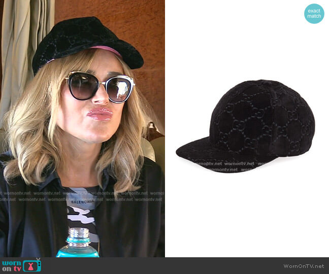 GG Supreme Velvet Baseball Hat by Gucci worn by Diana Jenkins  on The Real Housewives of Beverly Hills