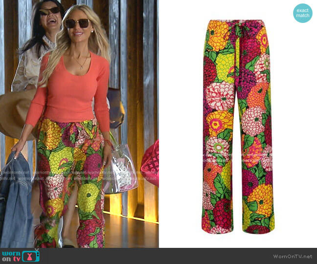 Floral Silk Straight Pants by Gucci X Ken Scott worn by Dorit Kemsley on The Real Housewives of Beverly Hills
