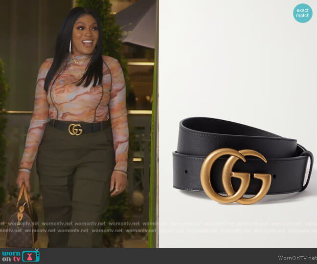 Leather belt by Gucci worn by Drew Sidora  on The Real Housewives of Atlanta