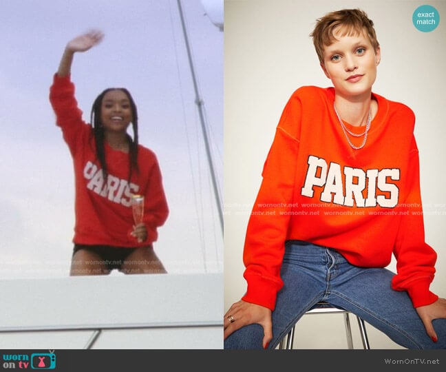 Sweatshirt in Orange-Red/Paris by H&M worn by Nicole (Summer Madison) on The Summer I Turned Pretty