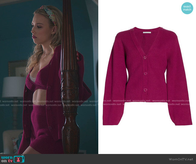 Cozy V-Neck Cardigan by Helmut Lang worn by Elinor (Gracie Dzienny) on First Kill