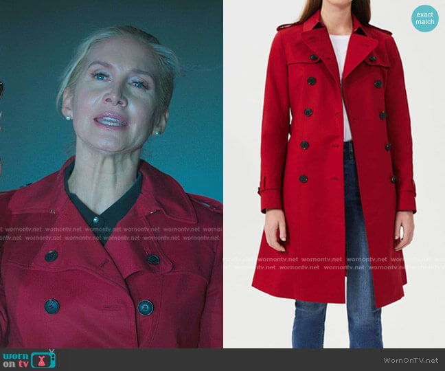 Saskia Trench Coat by Hobbs  worn by Margot (Elizabeth Mitchell) on First Kill