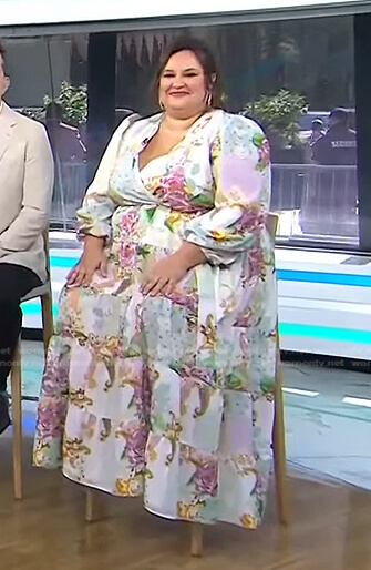 Jana Schmieding’s white floral tiered dress on Today