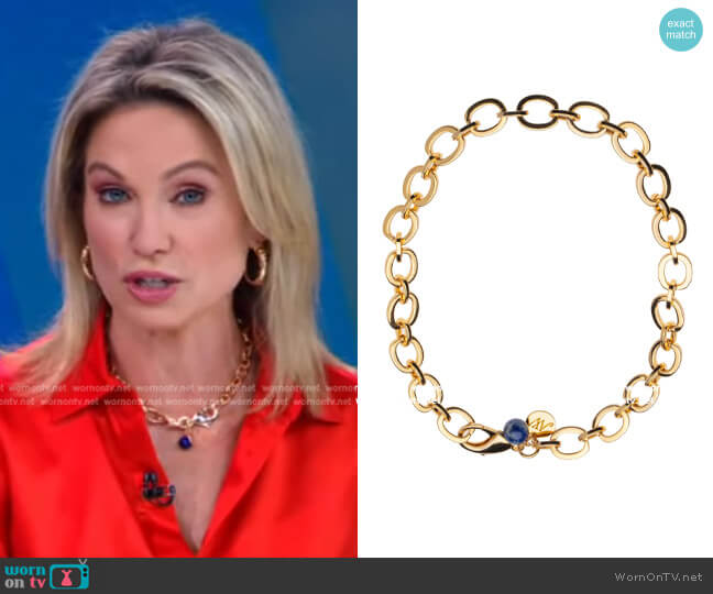 Chunky Link Chain with Lapis Bead by Jane Win worn by Amy Robach on Good Morning America