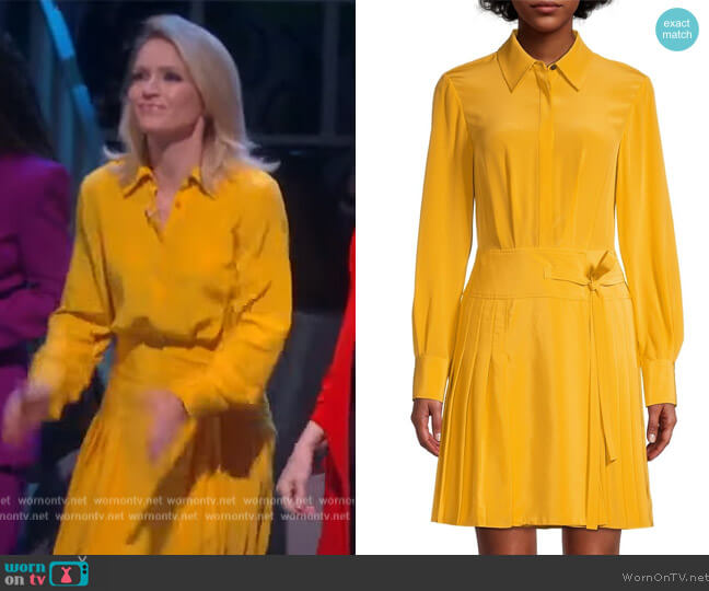Long Sleeve Pleated Silk Shirtdress by Jason Wu worn by Sara Haines on The View