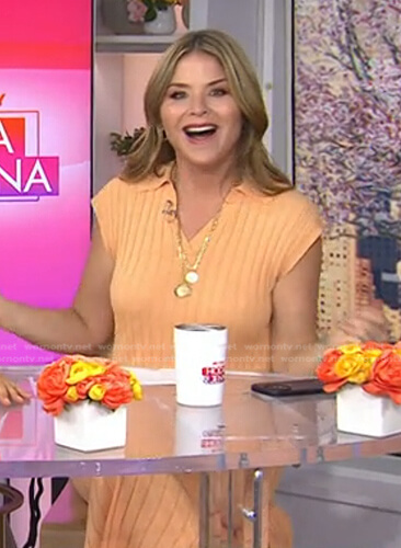 Jenna’s orange ribbed knit polo dress on Today