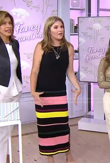 Jenna's multicolor striped midi skirt on Today