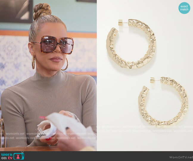 Maeve gold-plated hoop earrings by Jennifer Fisher worn by Khloe Kardashian (Khloe Kardashian) on The Kardashians