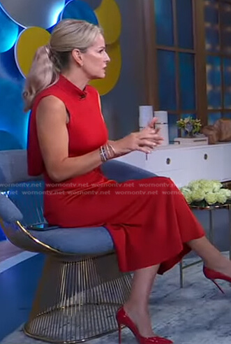 Jennifer's red mock neck sleeveless dress on Good Morning America