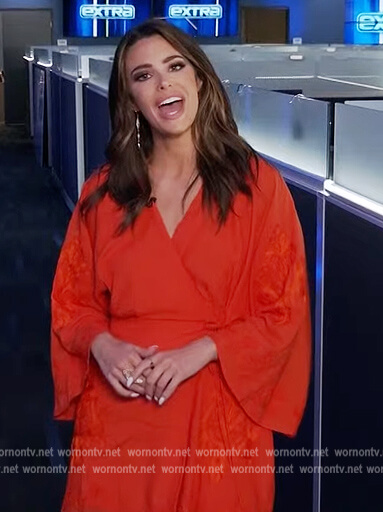 Jennifer's red embroidered wrap dress on Extra