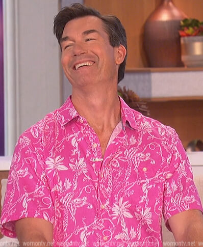 Jerry's pink floral print shirt on The Talk
