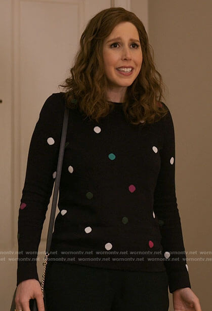 Joanna’s polka dot sweater on I Love That For You