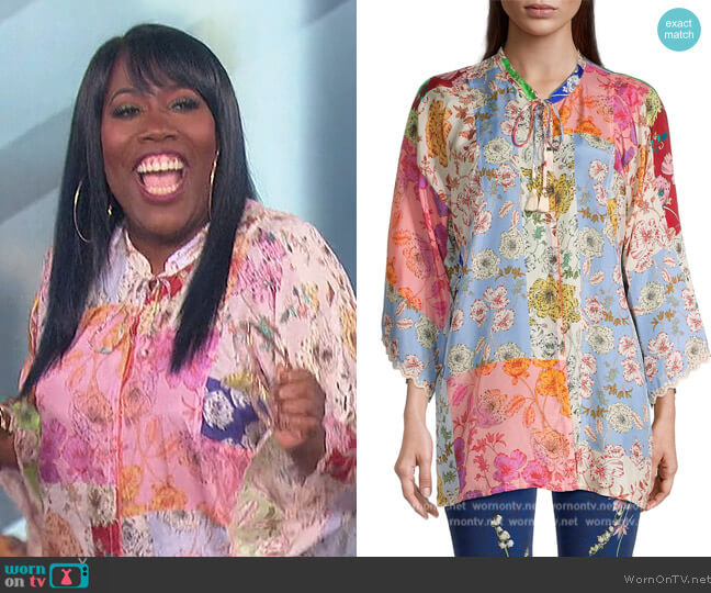 Cosmo Marianne Floral Patchwork by Johnny Was worn by Sheryl Underwood on The Talk