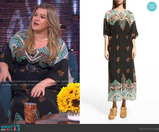 Jewel Thalia Silk Dress w/ Slip by Johnny Was worn by Kelly Clarkson on The Kelly Clarkson Show
