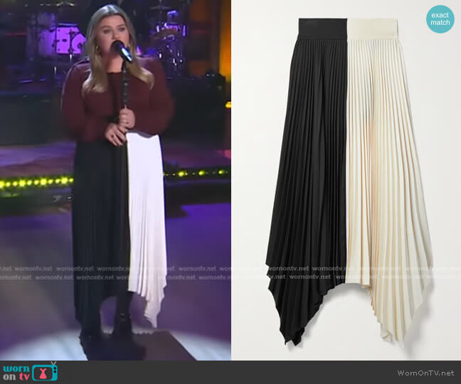 Ade Pleated Crepe Midi Skirt by Joseph worn by Kelly Clarkson  on The Kelly Clarkson Show