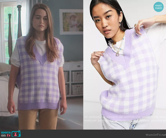 Knitted Tank Gingham Pattern by ASOS worn by Juliette Fairmont (Sarah Catherine Hook) on First Kill