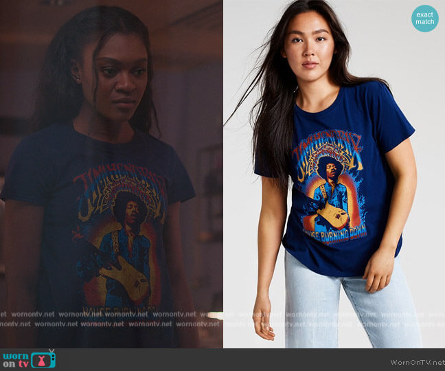 Jimi Hendrix-Graphic T-Shirt by Junk Food worn by Calliope Burns (Imani Lewis) on First Kill