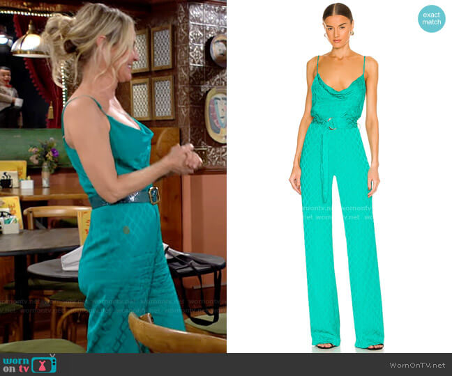 Karina Grimaldi Rocio Jumpsuit worn by Sharon Newman (Sharon Case) on The Young and the Restless