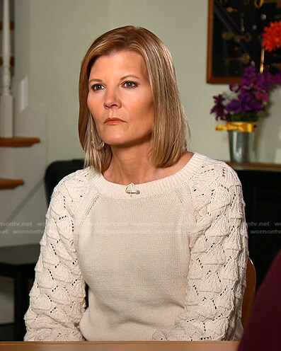 Kate Snow's beige pointelle sleeve knit sweater on Today
