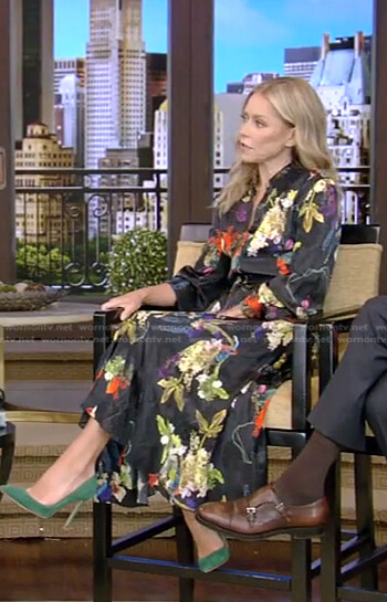 Kelly’s black floral shirtdress on Live with Kelly and Ryan