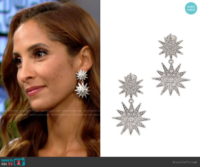 Kenneth Jay Lane Starburst Crystal Embellished Earrings worn by Lily Winters (Christel Khalil) on The Young and the Restless
