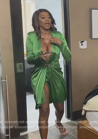 Kenya's green satin plunging dress on The Real Housewives of Atlanta