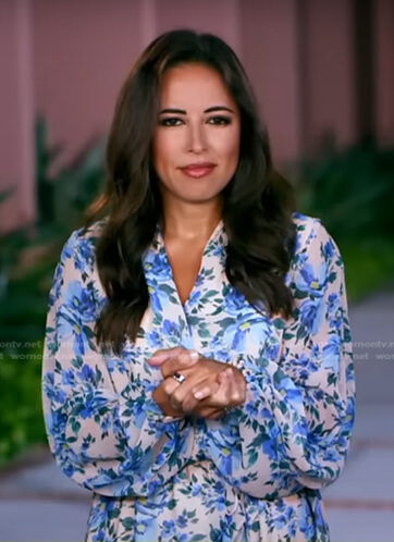 Kaylee Hartung's white and blue floral dress on Good Morning America