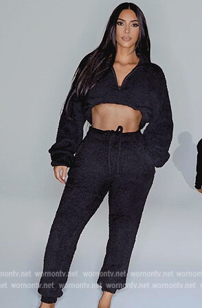 Kim’s black teddy cropped sweater on The Kardashians