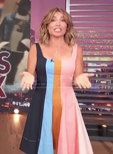 Kit's multicolor stripe mini dress on Access Hollywood