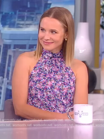 Kristen Bell’s purple floral halter dress on The View