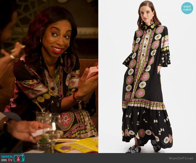 La DoubleJ Artemis Dress in Tanti Bacetti worn by Livia Fulton (Pippa Bennett-Warner) on Chloe