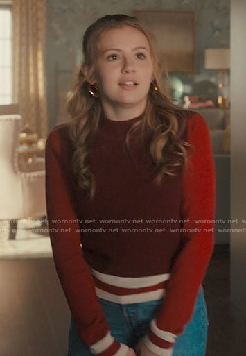 Lake's red colorblock sweater on Love Victor