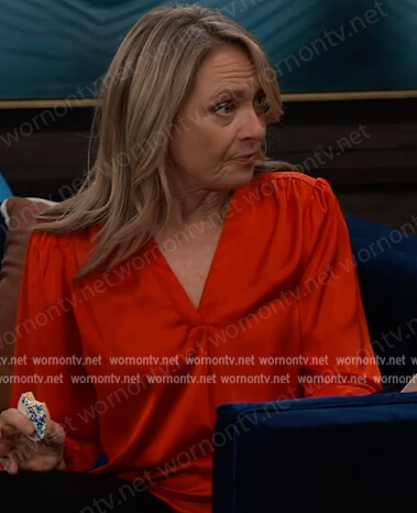 Liesl’s red satin blouse on General Hospital