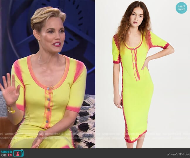 Painted Seam Cashmere Midi Dress by Prabal Gurung worn by Leslie Bibb on The Kelly Clarkson Show