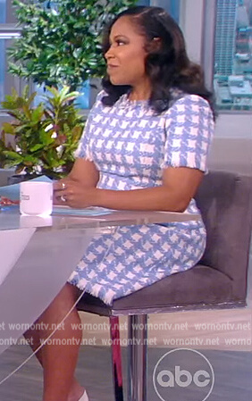 Lindsey's blue check tweed dress on The View