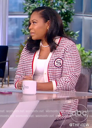 Lindsey Granger’s tweed cardigan and skirt on The View