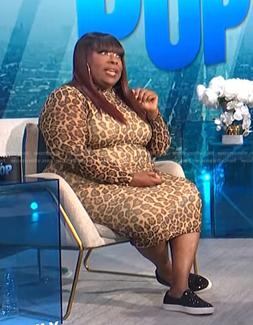 Loni’s leopard print mesh dress on E! News Daily Pop