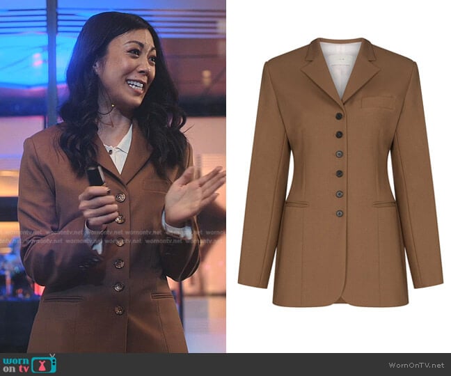 Single-Breasted Slim-Cut Blazer by LVIR worn by Claire Cormier (Brittany Ishibashi) on Tom Swift